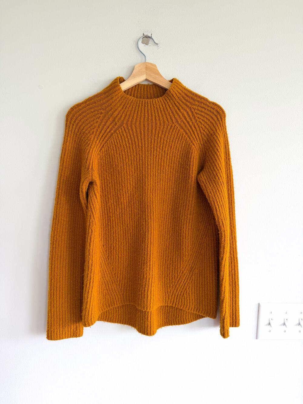 Madewell Northfield Mock Neck Ribbed Knit Pullover Sweater Brown XS